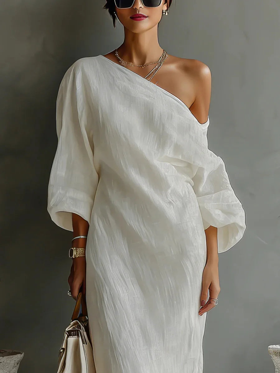 Daisy Collection | Women's Summer Dress with One-Shoulder Neckline | Asymmetrical Hem for Effortless Elegance