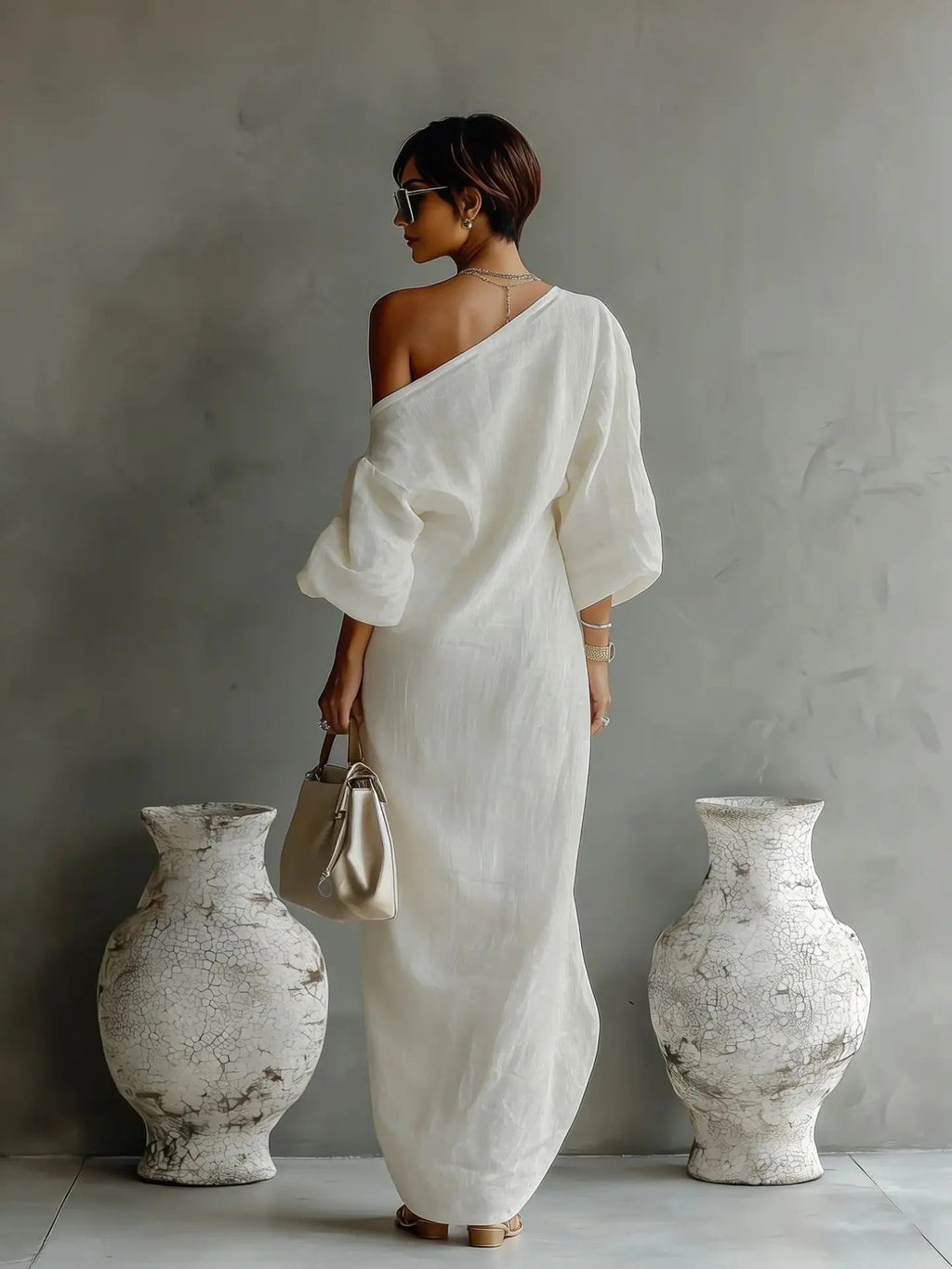 Daisy Collection | Women's Summer Dress with One-Shoulder Neckline | Asymmetrical Hem for Effortless Elegance