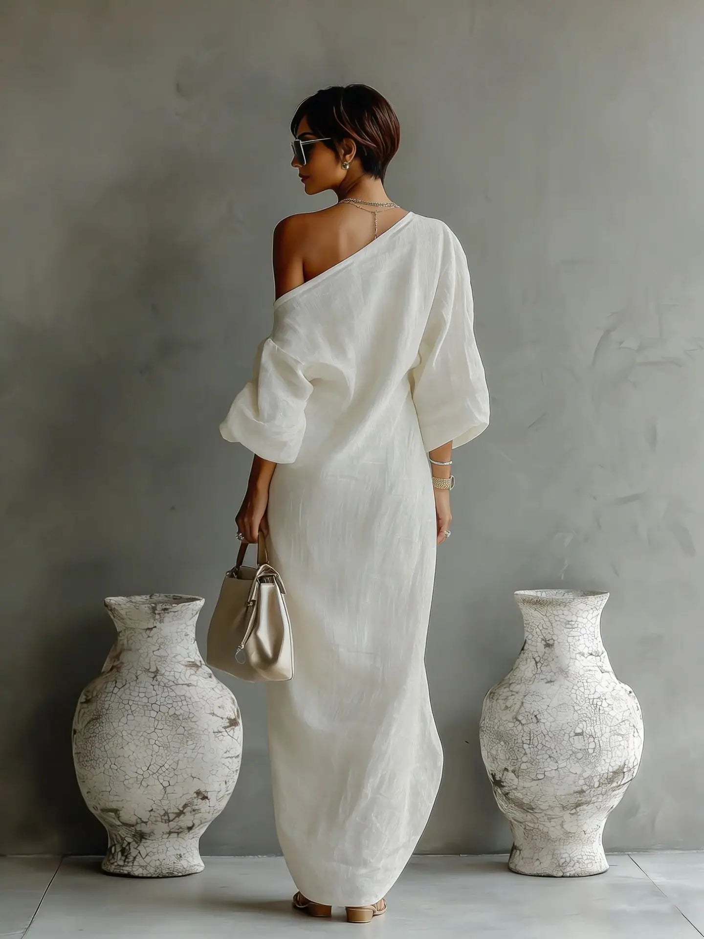 Daisy Collection | Women's Summer Dress with One-Shoulder Neckline | Asymmetrical Hem for Effortless Elegance