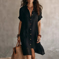 Elegant Collection | Linen Shirt Dress with Breathable Cotton Blend | Relaxed Fit for Effortless Style
