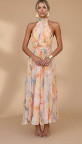 Elegant Floral Maxi Dress for Women with Vibrant Print & Flattering Fit for Effortless Style