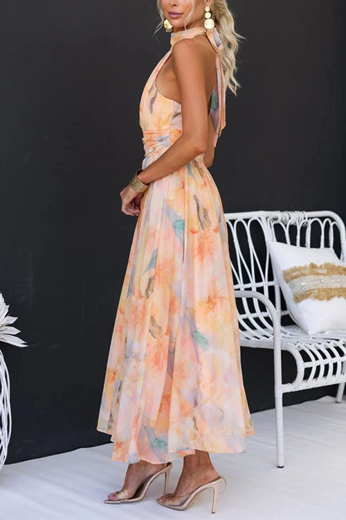 Elegant Floral Maxi Dress for Women with Vibrant Print & Flattering Fit for Effortless Style
