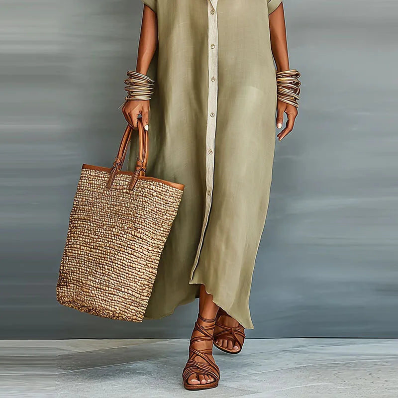 Gemma Collection | Women's Summer Dress with Button-Down Front | Relaxed Maxi Style for Effortless Comfort